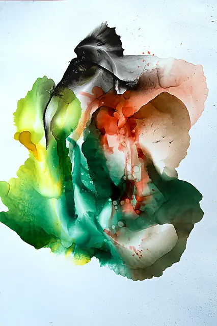 Ventaglio di seta, artwork by Elena Rivautella (Liquid period · alcohol inks)