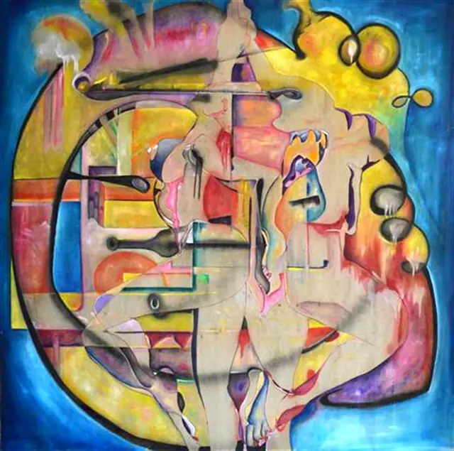 Arrivo in treno, artwork by Elena Rivautella (Middle period · the square)