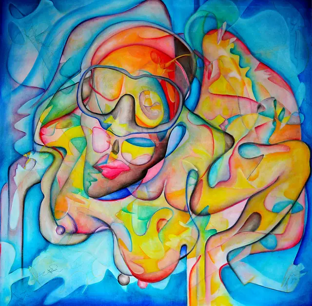 Arlecchina subacquea, artwork by Elena Rivautella (Middle period · the square)